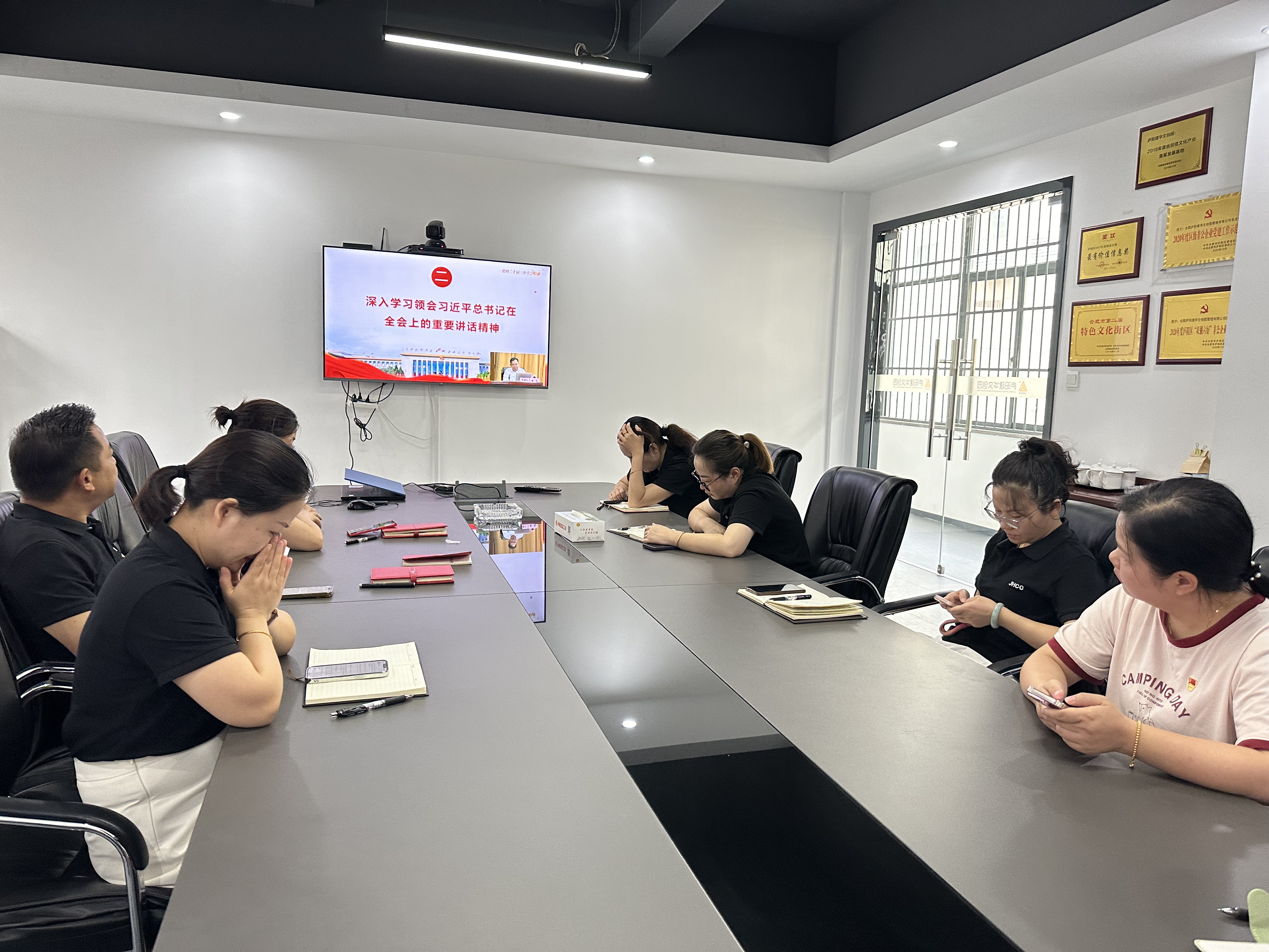 庐阳彩名堂文创园党支部积极组织收看“举旗帜·送理论”精神示范宣讲活动